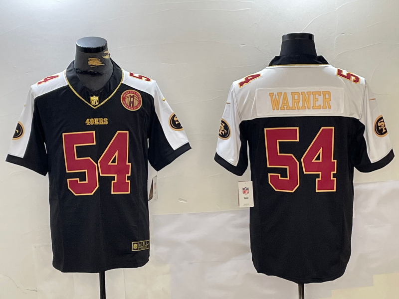 Men's San Francisco 49ers Fred Warner #54 Black Team Jersey